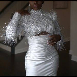 Glamorous Custom White Beaded Party Dress